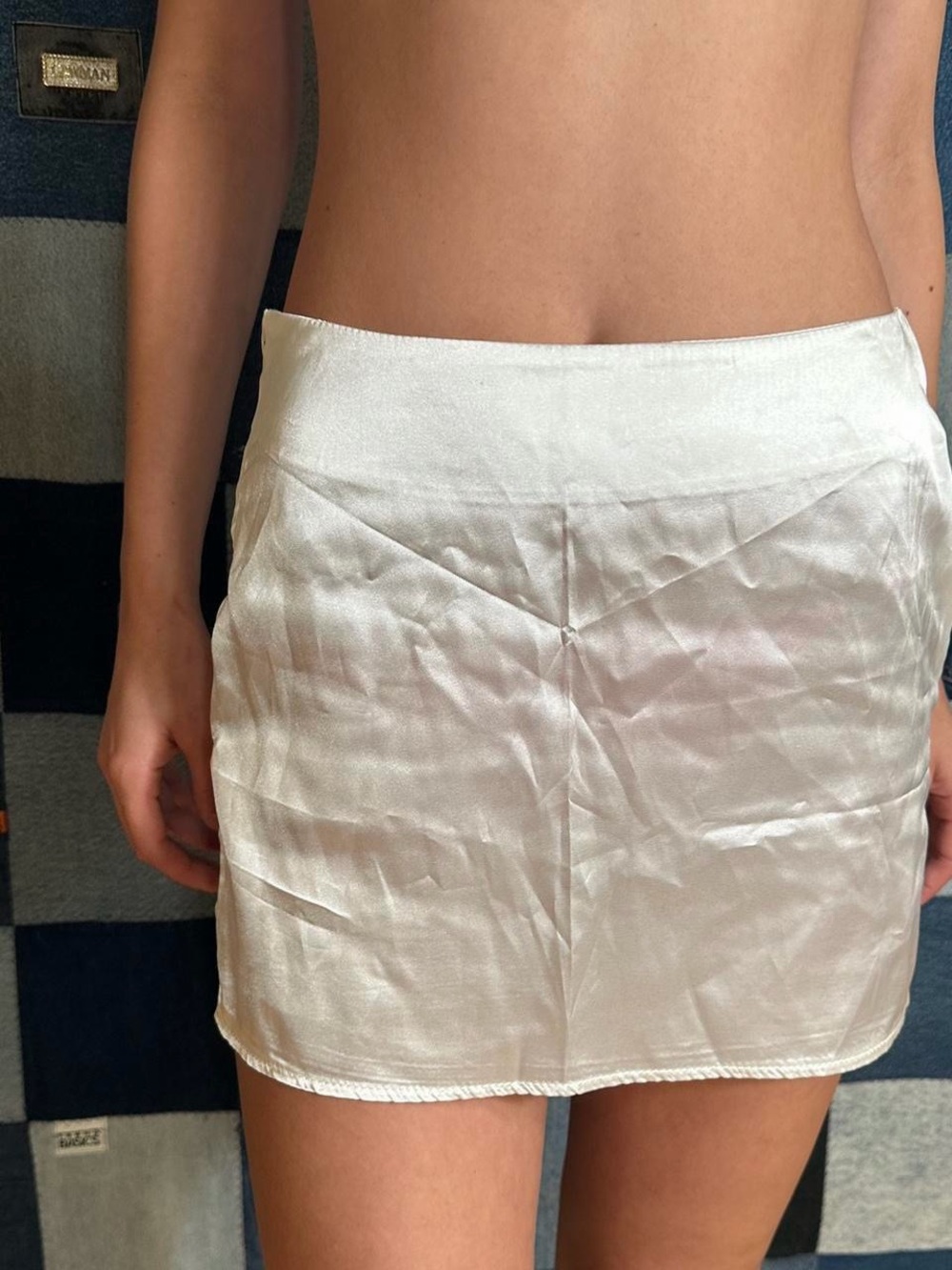 White Satin Mini Skirt for Women
